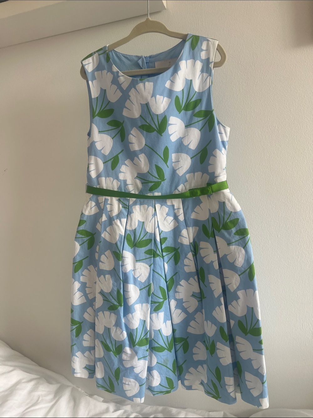 Jacadi Light Blue Sleeveless Floral Dress with White and Green